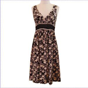 Basil & Maude Balinese Print  Empire Waist  One of a Kind Dress  I  Sample Size